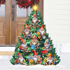 Gnomes-Themed Christmas Tree Outdoor Indoor Decor Wooden Christmas Decoration by G. Debrekht Christmas Decor - 8191512F