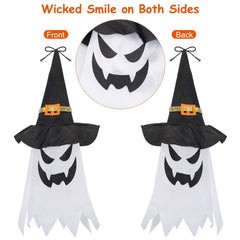 Halloween Ghost Witch Hat Hanging Light Lantern 11.6ft Outdoor String Decorative Light Patio Yard Garden Indoor Light