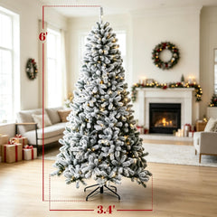 6 ft Pre-Lit Snow-Flocked Northern Pine Christmas Tree