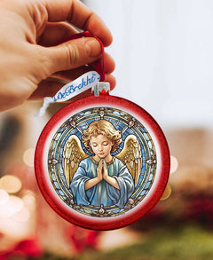Little Angel Ball Glass Ornament by G. Debrekht - Nativity Holiday Decor - 73565C