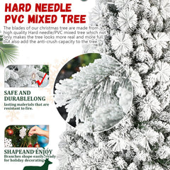 7FT Flocked Christmas Tree with 450 Warm White LED Lights - Snowy Finish
