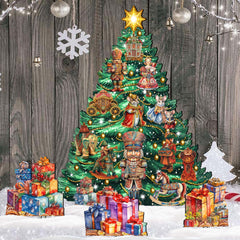 Nutcracker-Themed Christmas Tree Set Outdoor Indoor Décor Wooden Christmas Decoration by G. Debrekht Christmas Décor - 8191501F-G