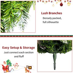 Pre-Lit Artificial Christmas Tree 3-Piece Set with LED Lights - Green