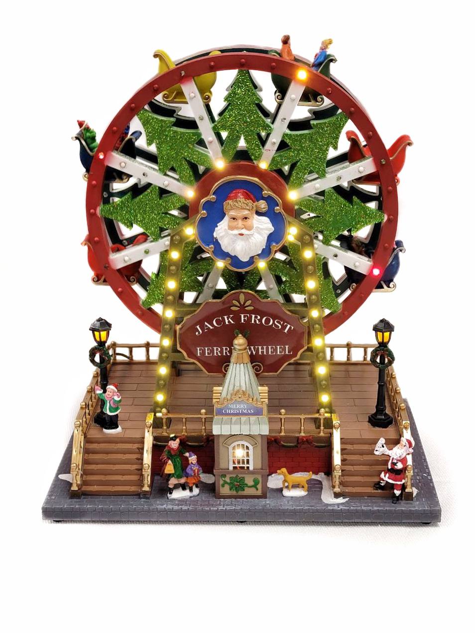 Santa's Carousel Christmas Miniature. Ferry Wheel Christmas Village . Jack Frost Christmas Carousel