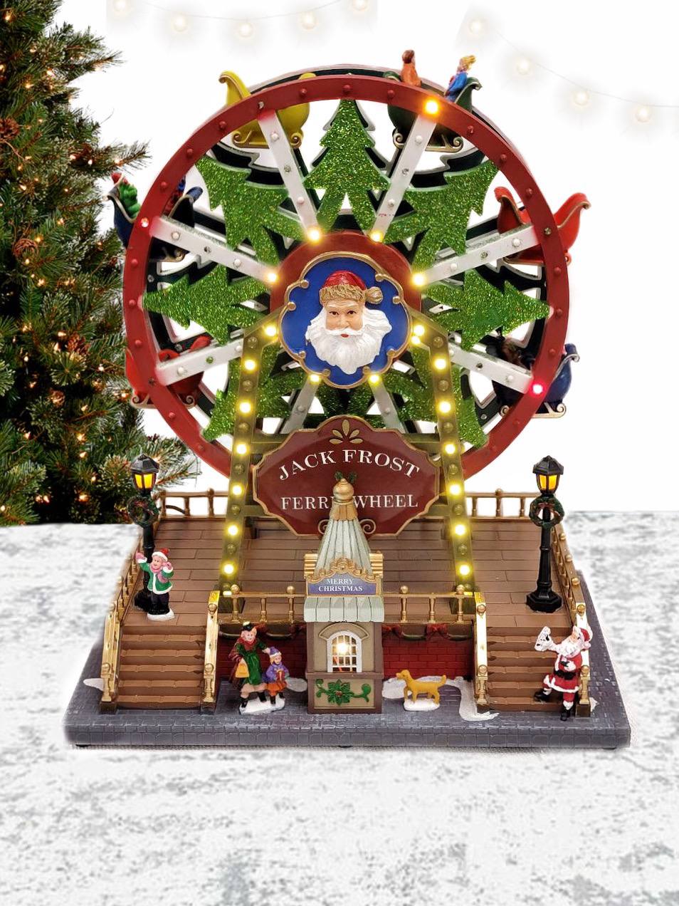 Santa's Carousel Christmas Miniature. Ferry Wheel Christmas Village . Jack Frost Christmas Carousel
