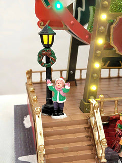 Santa's Carousel Christmas Miniature. Ferry Wheel Christmas Village . Jack Frost Christmas Carousel