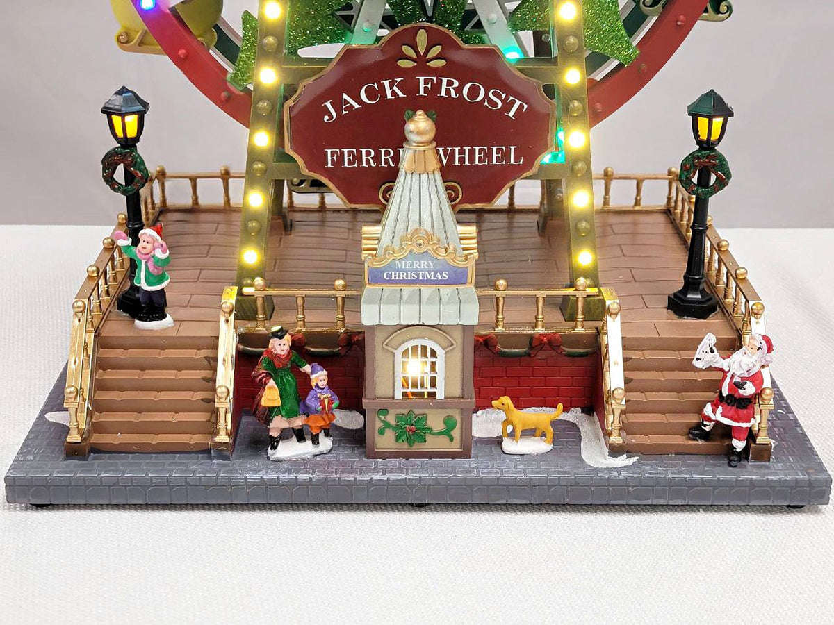 Santa's Carousel Christmas Miniature. Ferry Wheel Christmas Village . Jack Frost Christmas Carousel