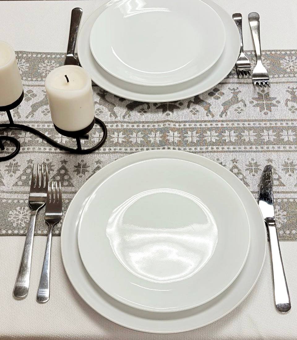 Gray Nordic Christmas Table Runner Silver