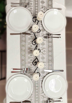 Gray Nordic Christmas Table Runner Silver