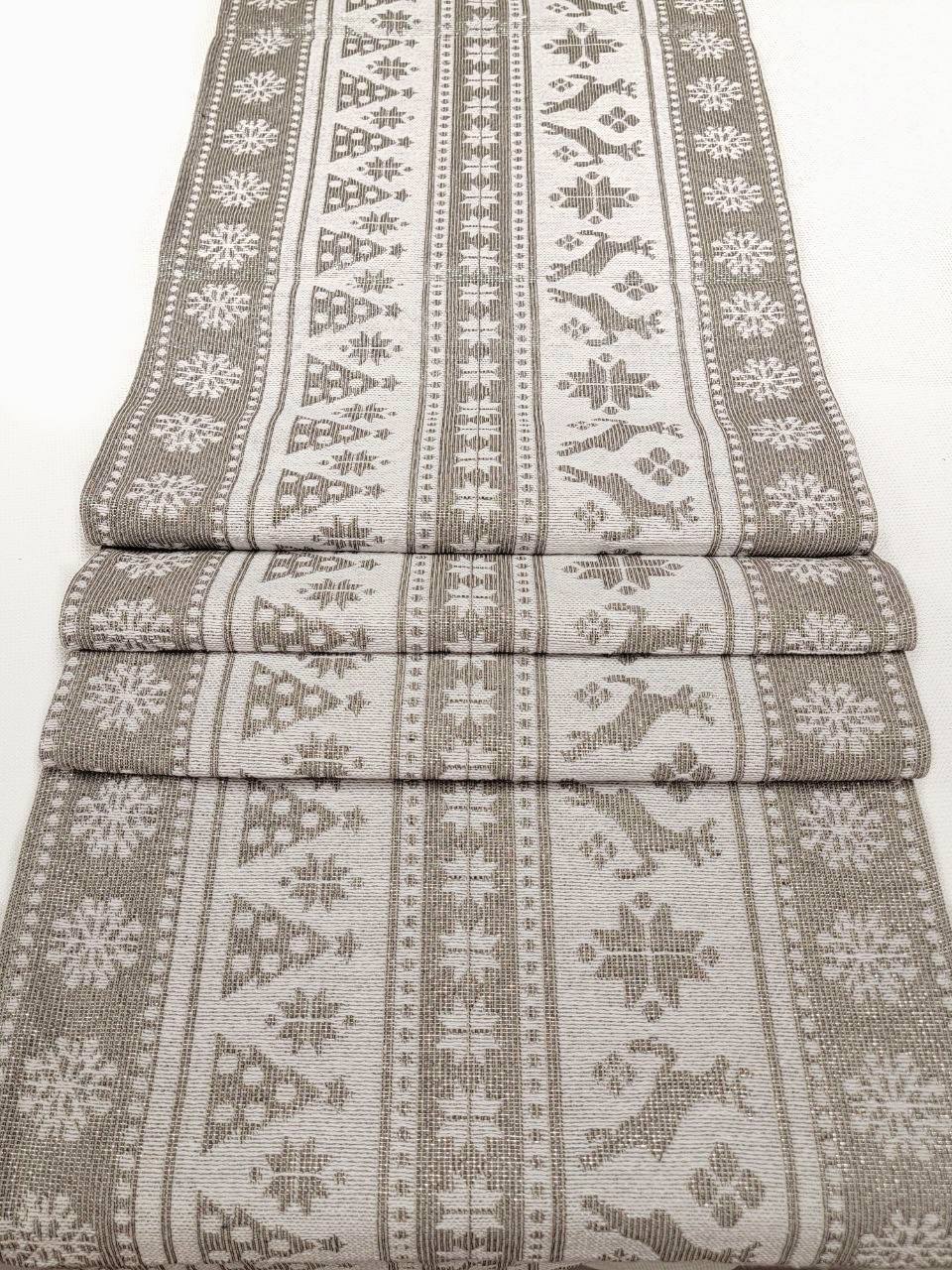 Gray Nordic Christmas Table Runner Silver