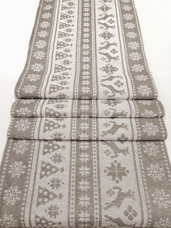 Gray Nordic Christmas Table Runner Silver