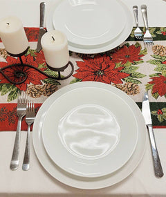 Poinsettia Christmas Table Runner