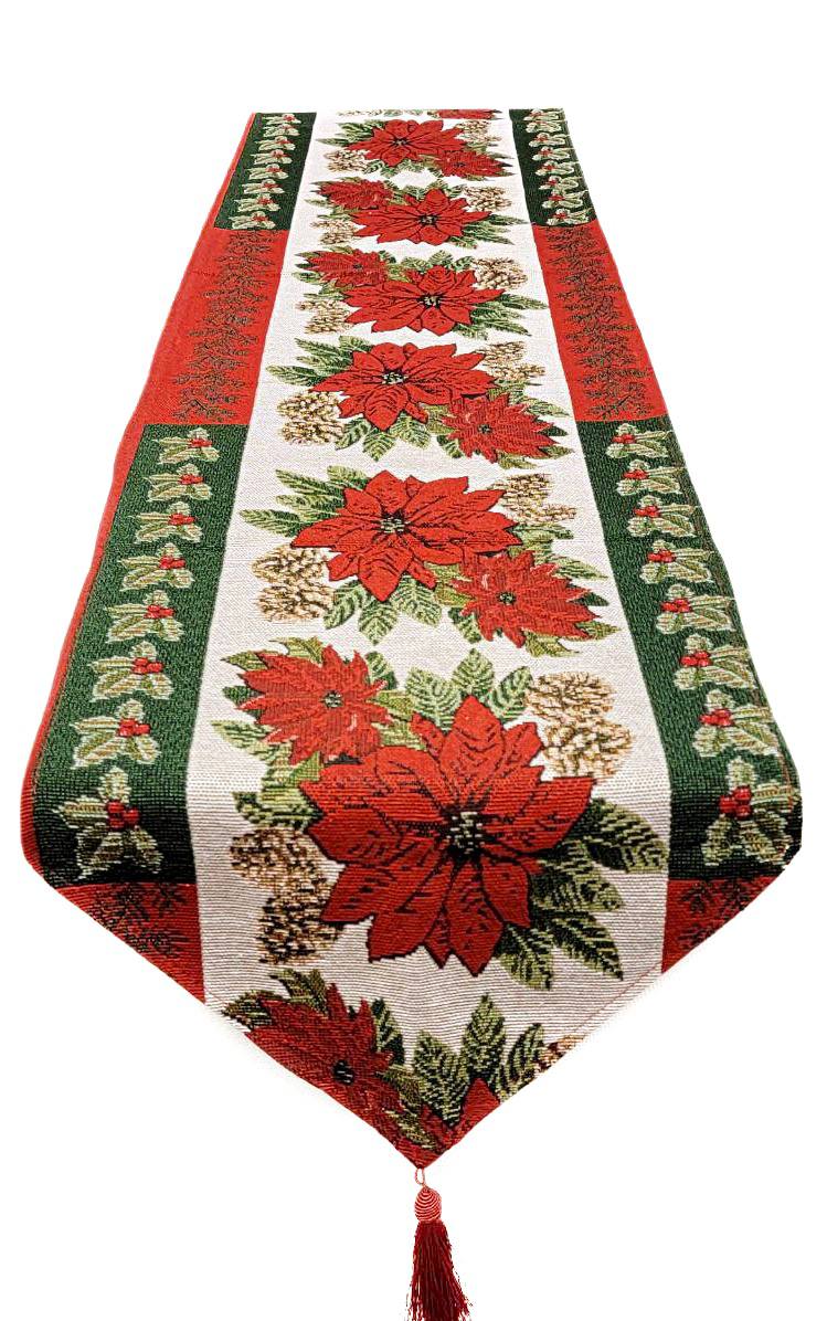 Poinsettia Christmas Table Runner