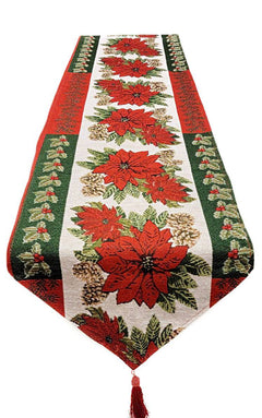 Poinsettia Christmas Table Runner