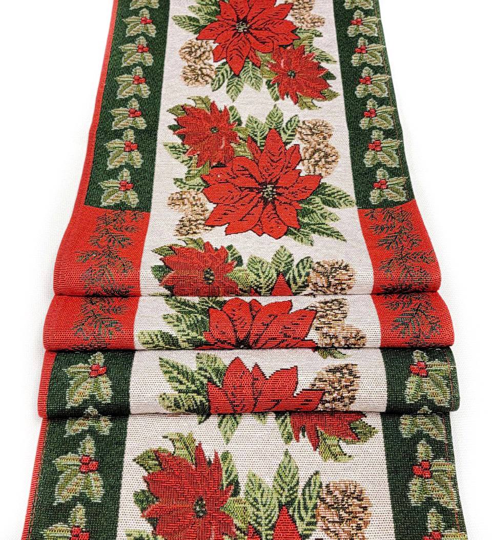 Poinsettia Christmas Table Runner