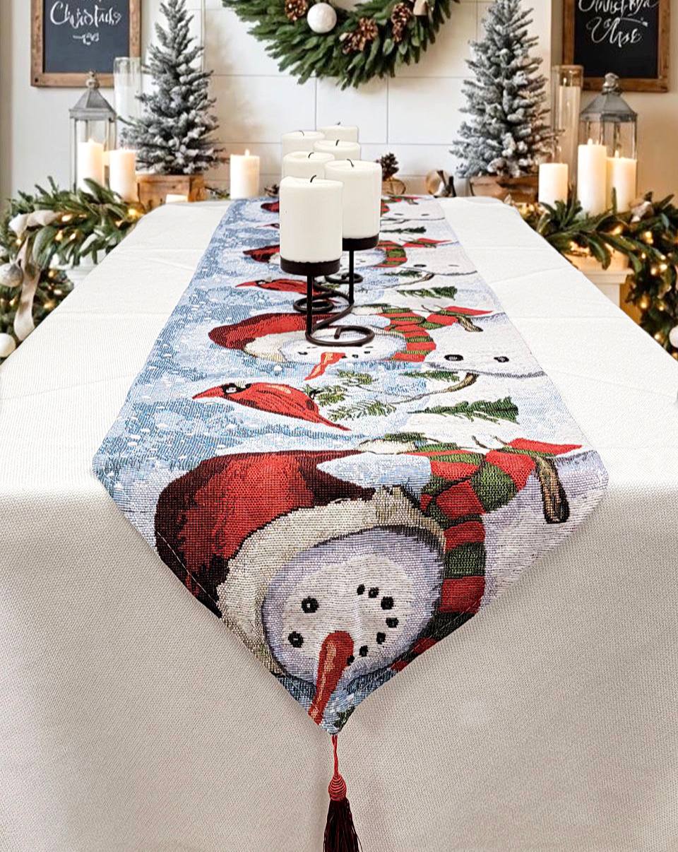 Joyful Snowmen Christmas Table Runner
