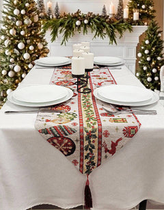 Christmas Table Runner with Holiday Icons