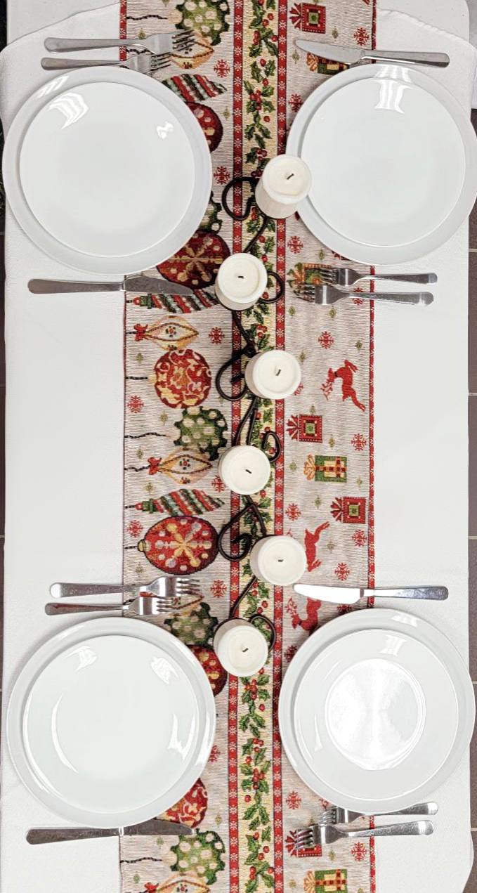 Christmas Table Runner with Holiday Icons