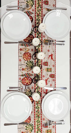 Christmas Table Runner with Holiday Icons