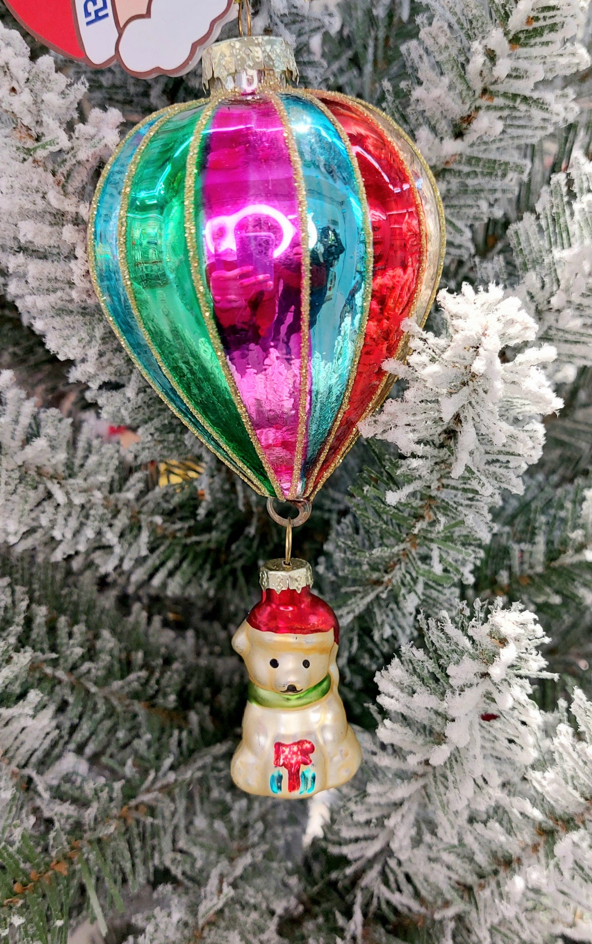 Christmas Glass Ornament - Balloon with Polar Bear