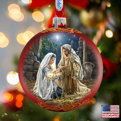 Glory to God in Red Glass Ornament by D. Gelsinger Nativity Holiday Decor - 71156-1722R