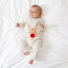 Christmas deer printed mother daughter fur ball