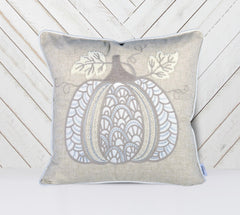 Lace Embroidered Pumpkin Throw Pillow Set of 2 – Neutral Fall Accent