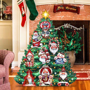 Santa-Themed Christmas Tree Outdoor Indoor Decor Wooden Christmas Decoration by Jamie Mills-Price Christmas Decor - 8191509F