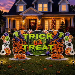 Jumbo Trick Or Treat Halloween Yard Sign Decorations – 7-Piece Outdoor Yard Card Set