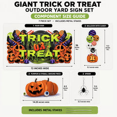Jumbo Trick Or Treat Halloween Yard Sign Decorations – 7-Piece Outdoor Yard Card Set