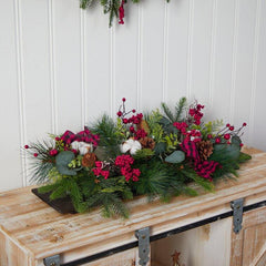 Holiday Berries, Pinecones and Eucalyptus Christmas Artificial Arrangement