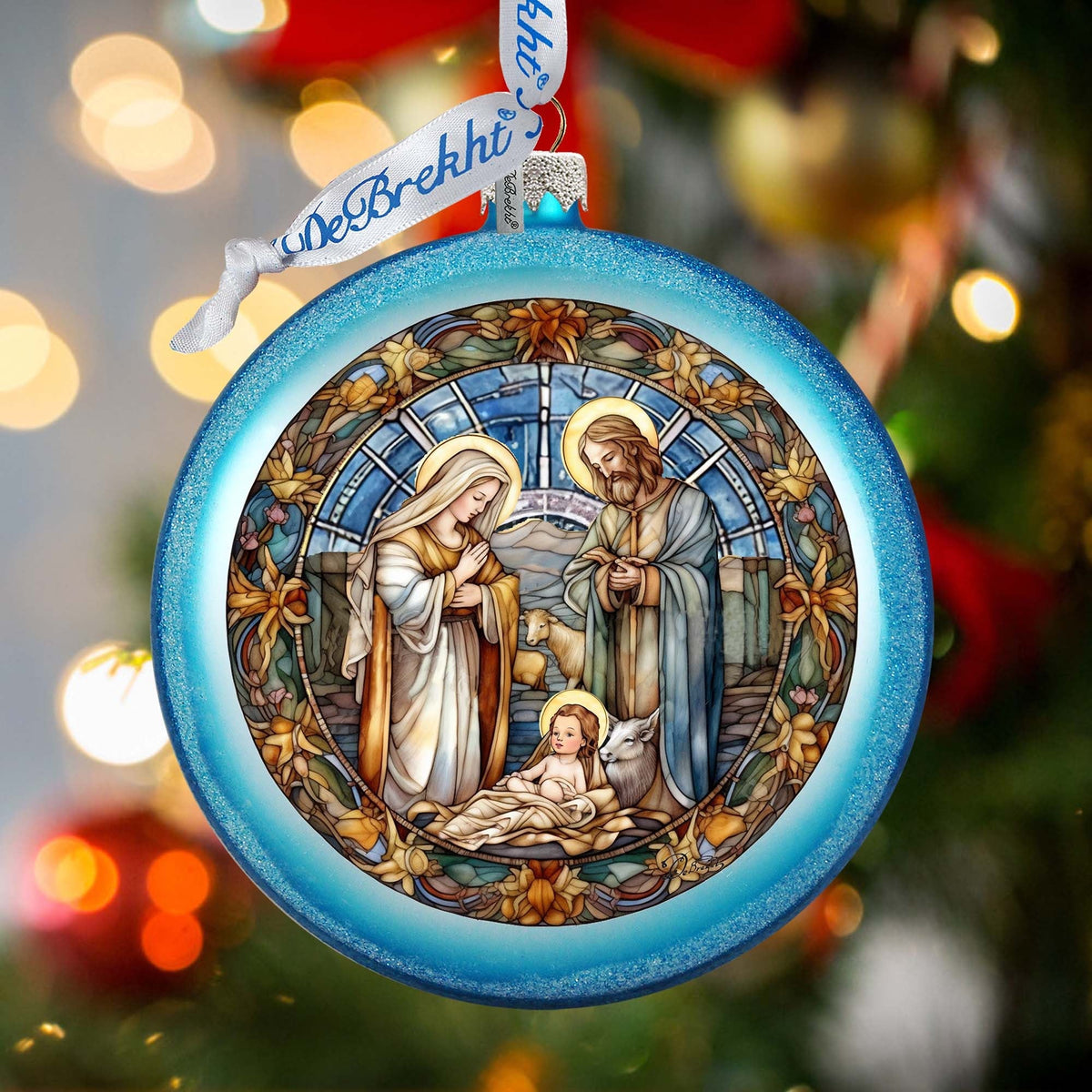 A Blessed Gathering - Holy Family Nativity Ball Glass Ornament by G. Debrekht - Nativity Holiday Decor