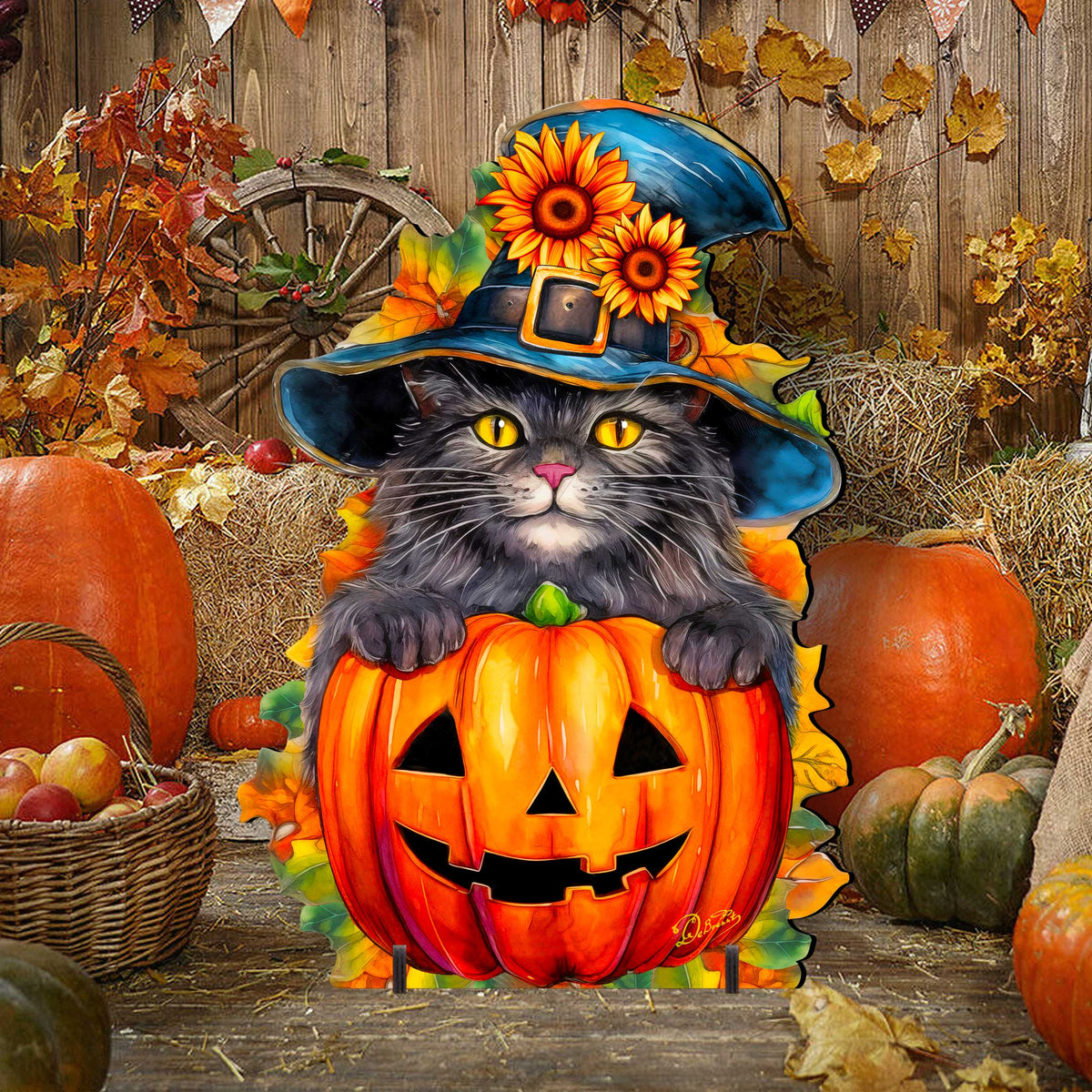 Halloween Black Cat Freestanding Decor - Halloween Outdoor Decor by G. Debrekht - Halloween Decor