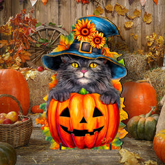 Halloween Black Cat Freestanding Decor - Halloween Outdoor Decor by G. Debrekht - Halloween Decor- 8652794F