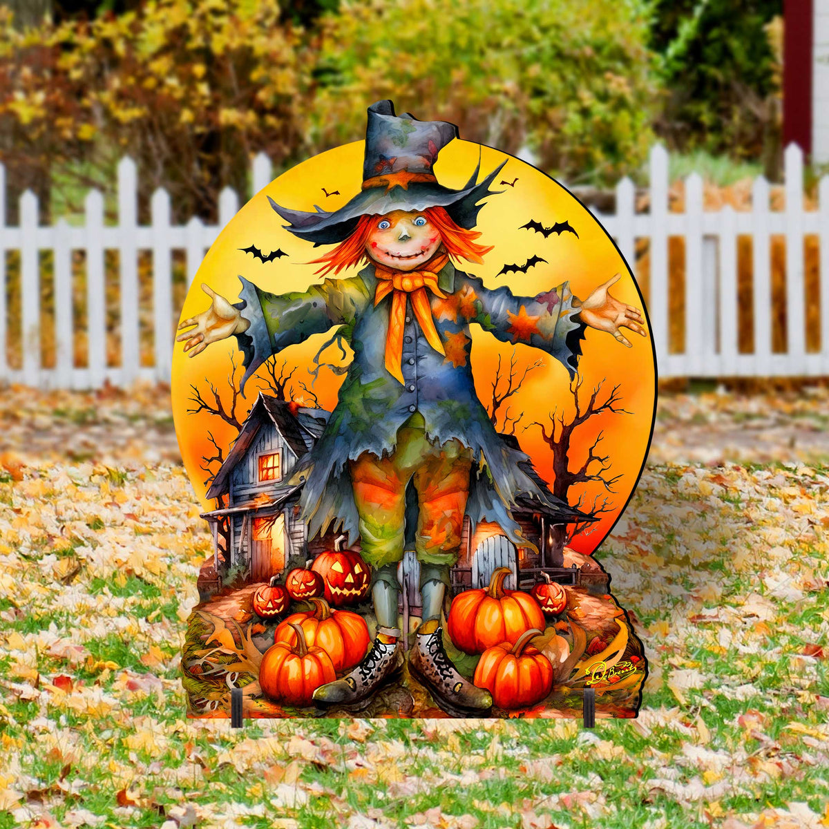 Halloween Scarecrow Freestanding Decor - Halloween Outdoor Decor by G. Debrekht - Halloween Decor