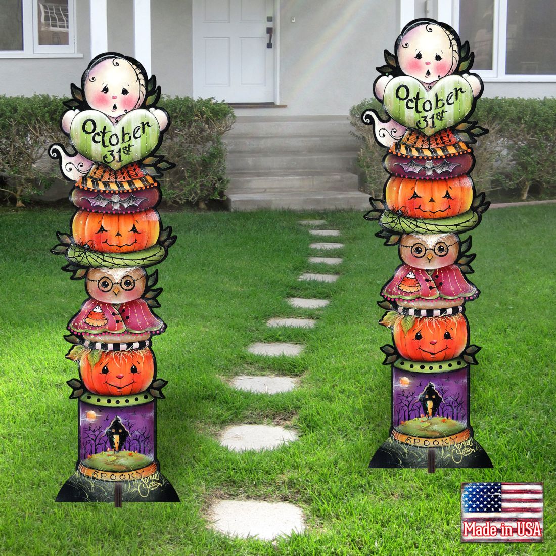 Boo Walkway Greeters Set of 2 Halloween Outdoor Decor by Jamie Mills-Price - Thanksgiving Halloween Decor - 8457802F-S2