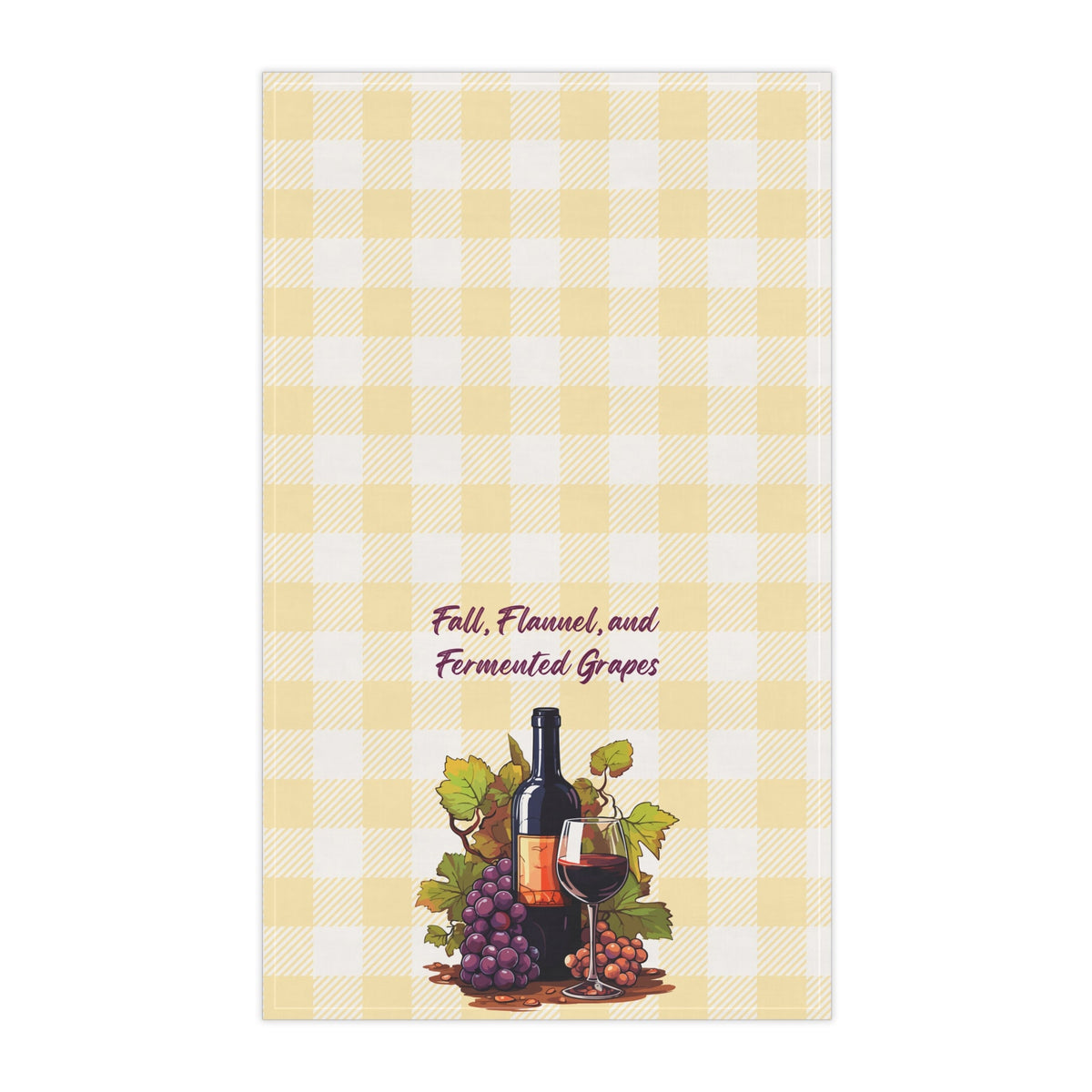 "Fall, Flannel and Fermented Grapes" Autumn Wine-Themed Tea Towels, Rustic Kitchen Decor, Festive Gift for Wine Lovers, Seasonal Home Accent, Fall Cooking Essentials