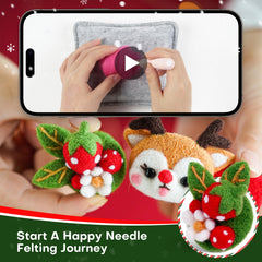 Antler Hair Clip and Brooch Christmas Needle Felting Kit by Wizardi F07N8-Z-13