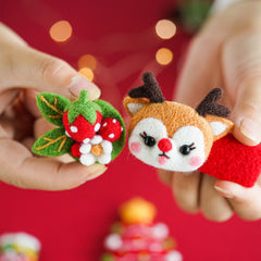 Antler Hair Clip and Brooch Christmas Needle Felting Kit by Wizardi F07N8-Z-13