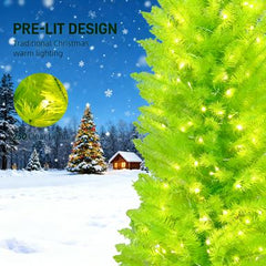 84 Inch Whimsical Christmas Tree with Pre-Lit LED Lights - Green