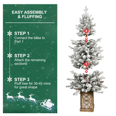 4FT Flocked Christmas Tree with Multicolour LED Lights - Multicolour