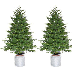 Porch Accent Christmas Tree in Rustic Farmhouse Metal Jug