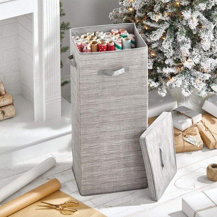 Gray Christmas Gift Wrap Storage