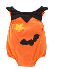 Styles I Love Infant Unisex Baby Boys Girls Fun Pumpkin Face Sleeveless Orange Cotton Romper Halloween Outfit