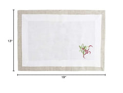 Fennco Styles Embroidered Holly Christmas Tree Double-Layer Holiday Tablecloth