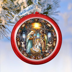 A Guiding Light Nativity Scene Ball Glass Ornament by G. Debrekht - Nativity Holiday Decor - 73566C