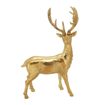 Fennco Styles Christmas Resin Standing Deer Statue Figurine 13" High - Sculpture Animal Deer for Holiday, Home, Tabletop, Mantel and Office Décor