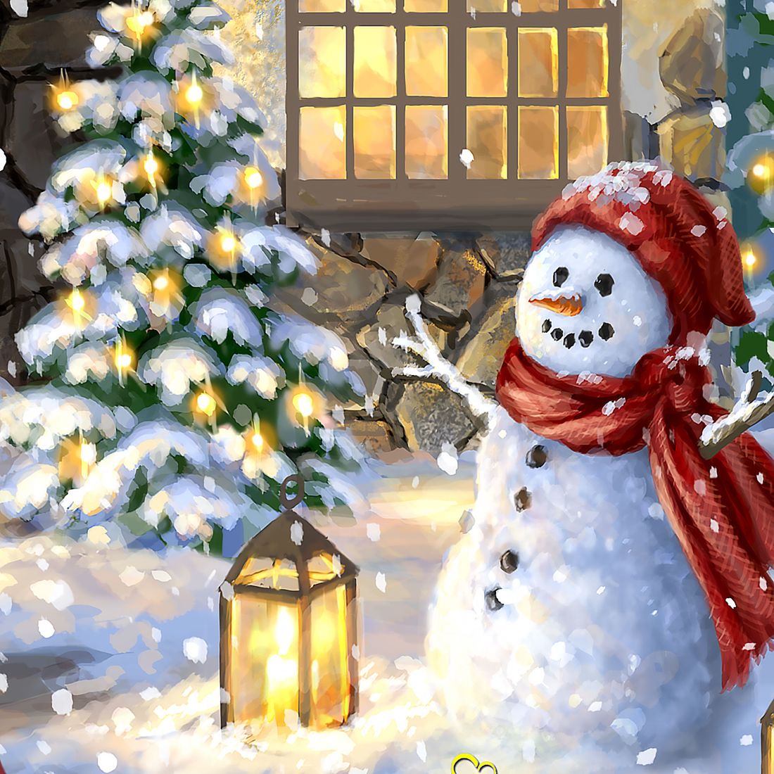 Christmas Light Lane with Truck Door Decor - Christmas Santa Snowman Decor
