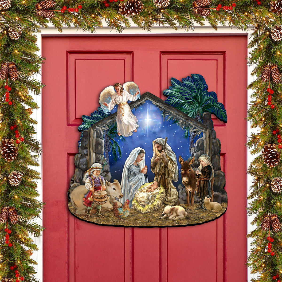 Nativity with Angel Holiday Door Decor - Nativity Holiday Decor