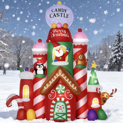 10ft Christmas Inflatables Candy Castle with LED Lights - Multicolor